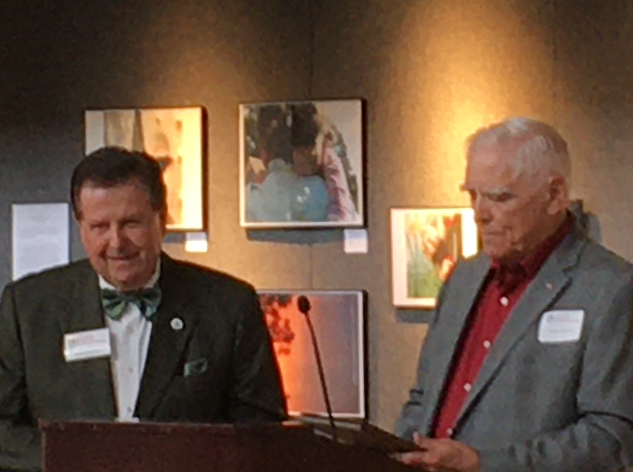 Wayne Rickman presents the award plaque to David Tavernier